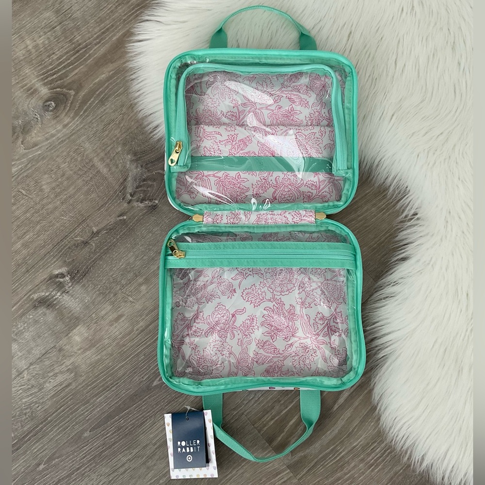 💛💚 Roller Rabbit x Target Disco Hearts Wave Hanging Toiletry Bag White/Teal - Picture 7 of 7
